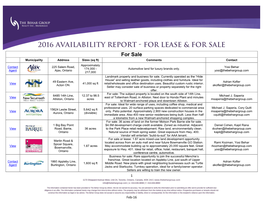 2016 Availability Report - for Lease & for Sale