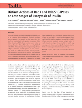 Distinct Actions of Rab3 and Rab27 Gtpases on Late Stages of Exocytosis of Insulin