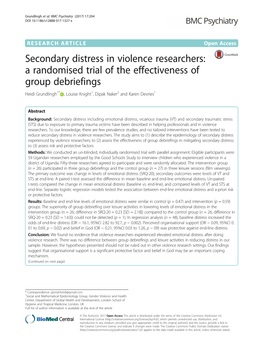 Secondary Distress in Violence Researchers: a Randomised Trial of the Effectiveness of Group Debriefings