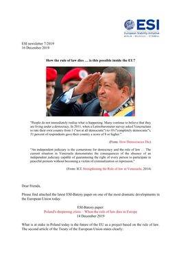 ESI Newsletter 7/2019 16 December 2019 How the Rule of Law Dies