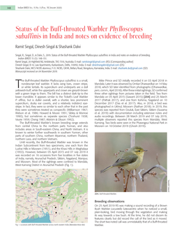 Status of the Buff-Throated Warbler Phylloscopus Subaffinis in India and Notes on Evidence of Breeding
