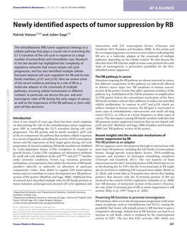 Newly Identified Aspects of Tumor Suppression by RB