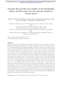 Genomic Data Provides New Insights on the Demographic History and the Extent of Recent Material Transfers in Norway Spruce