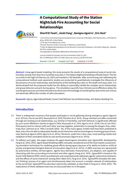 A Computational Study of the Station Nightclub Fire Accounting for Social Relationships