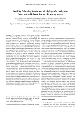 Fertility Following Treatment of High‑Grade Malignant Bone and Soft Tissue Tumors in Young Adults