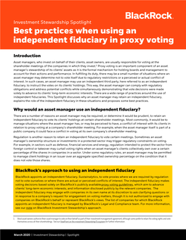 Best Practices When Using an Independent Fiduciary in Proxy Voting