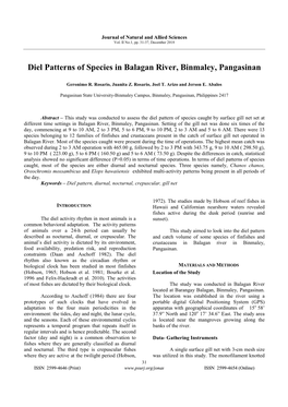 Diel Patterns of Species in Balagan River, Binmaley, Pangasinan