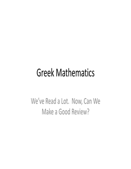 Greek Mathematics