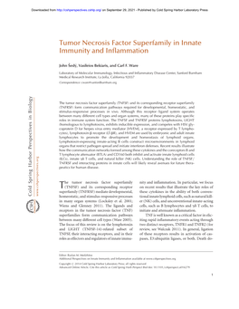 Tumor Necrosis Factor Superfamily in Innate Immunity and Inflammation