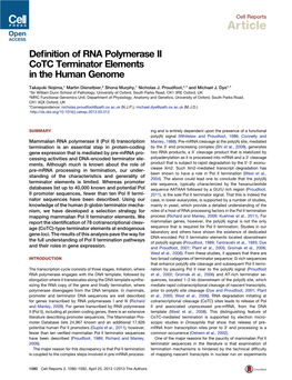 Definition of RNA Polymerase II Cotc Terminator Elements in the Human