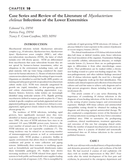 Case Series and Review of the Literature of Mycobacterium Chelonae Infections of the Lower Extremities