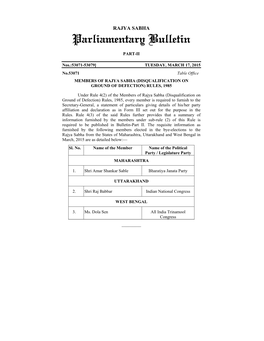 Parliamentary Bulletin