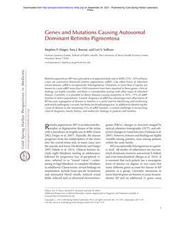 Genes and Mutations Causing Autosomal Dominant Retinitis Pigmentosa