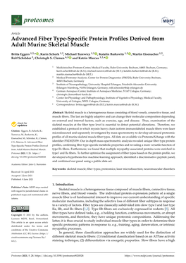 Advanced Fiber Type-Specific Protein Profiles Derived from Adult Murine