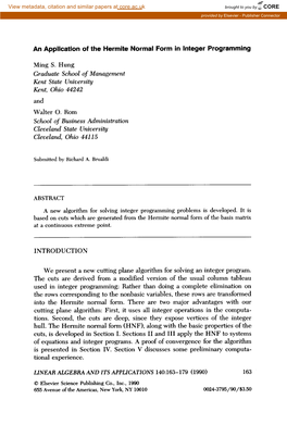 An Application of the Hermite Normal Form in Integer Programming