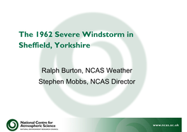 The 1962 Severe Windstorm in Sheffield, Yorkshire