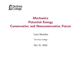 Mechanics Potential Energy Conservative and Nonconservative Forces
