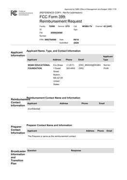 TV Broadcaster Relocation Fund Reimbursement Application