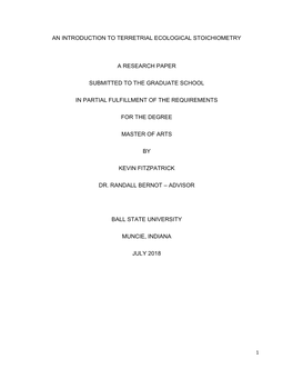 An Introduction to Terretrial Ecological Stoichiometry