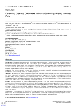 Detecting Disease Outbreaks in Mass Gatherings Using Internet Data