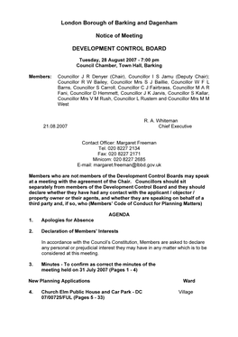 London Borough of Barking and Dagenham Notice of Meeting