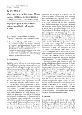 Occurrence of Red Kites Milvus Milvus in Serbia Based on Birds Tracked by Telemetry Devices