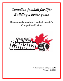 Canadian Football for Life: Building a Better Game