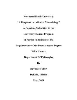 Northern Illinois University “A Response to Leibniz's Monadology”