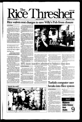 Rice Waives Rent Charges to Save Willy's Pub from Closure
