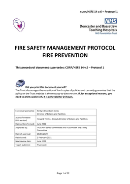 CORP/HSFS 14 Protocol 1