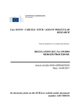 EC) No 139/2004 MERGER PROCEDURE Article 6(1)(B