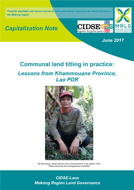 Communal Land Titling in Practice: Lessons from Khammouane Province, Lao PDR