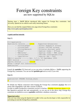 Foreign Key Constraints Are Now Supported by Sqlite