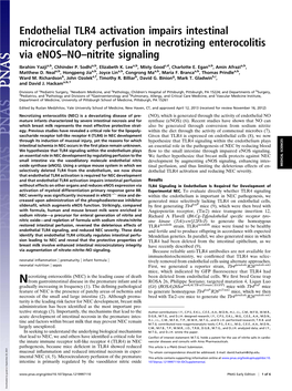 Endothelial TLR4 Activation Impairs Intestinal Microcirculatory Perfusion in Necrotizing Enterocolitis Via Enos–NO–Nitrite Signaling