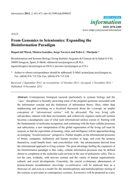 From Genomics to Scientomics: Expanding the Bioinformation Paradigm