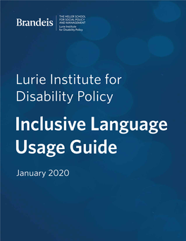 Lurie Institute for Disability Policy Inclusive Language Usage Guide