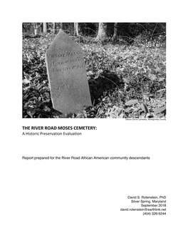 RIVER ROAD MOSES CEMETERY: a Historic Preservation Evaluation