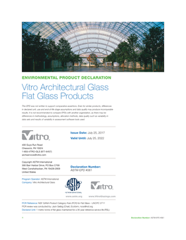 Vitro Architectural Glass Flat Glass Products