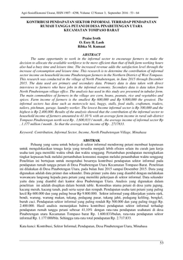 Kontribusi Pendapatan Sektor Informal Terhadap Pendapatan Rumah Tangga Petani Di Desa Pinabetengan Utara Kecamatan Tompaso Barat