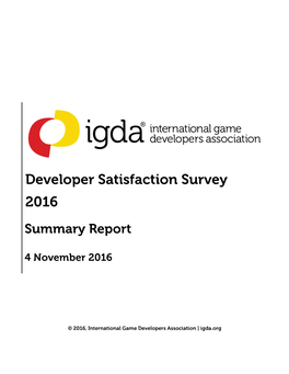 Developer Satisfaction Survey 2016