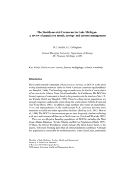 The Double-Crested Cormorant in Lake Michigan: a Review of Population Trends, Ecology and Current Management