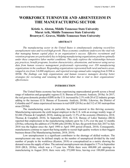 Workforce Turnover and Absenteeism in the Manufacturing Sector