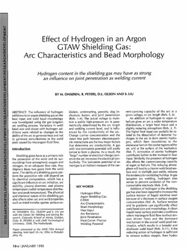 Arc Effect of Hydrogen in an Argon GTAW Shielding