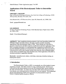 Applications of the Electrodynamic Tether to Interstellar Travel