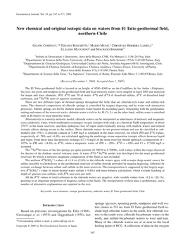 New Chemical and Original Isotopic Data on Waters from El Tatio Geothermal Field, Northern Chile