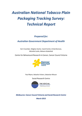 Australian National Tobacco Plain Packaging Tracking Survey: Technical Report