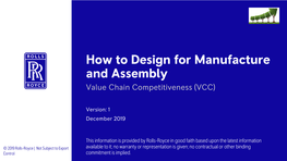 How to Design for Manufacture and Assembly Value Chain Competitiveness (VCC)