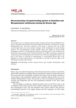 Reconstructing Ovicaprid Herding Pattern in Anatolian and Mesopotamian Settlements During the Bronze Age