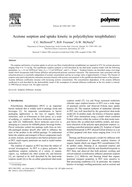 Acetone Sorption and Uptake Kinetic in Poly(Ethylene Terephthalate) C.C