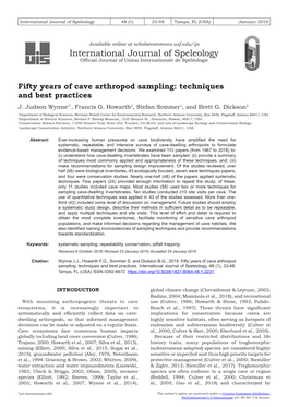 Fifty Years of Cave Arthropod Sampling: Techniques and Best Practices J